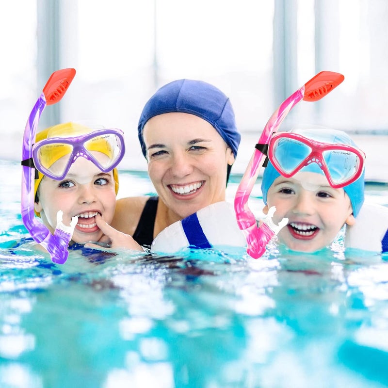 ACQCES Kids Snorkel Set Dry Top Snorkeling Gear for Kids Youth Boys Girls Junior Age 5-15,Tempered Glass Swimming Diving Mask and Snorkel Set 180 Degree Panoramic View - Image 2
